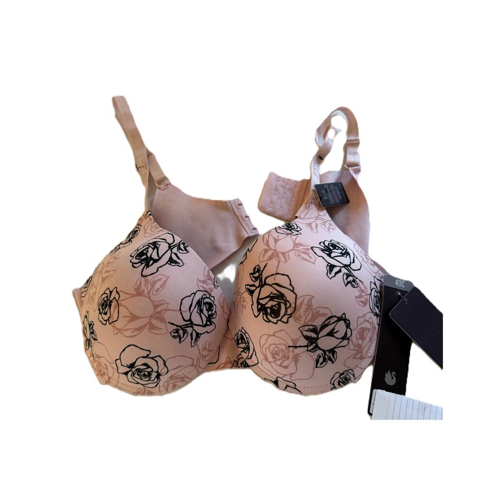 Gloria Vanderbilt Bra 40C Pink Floral Soft Cups Lift Adjustable Back Hook NWT